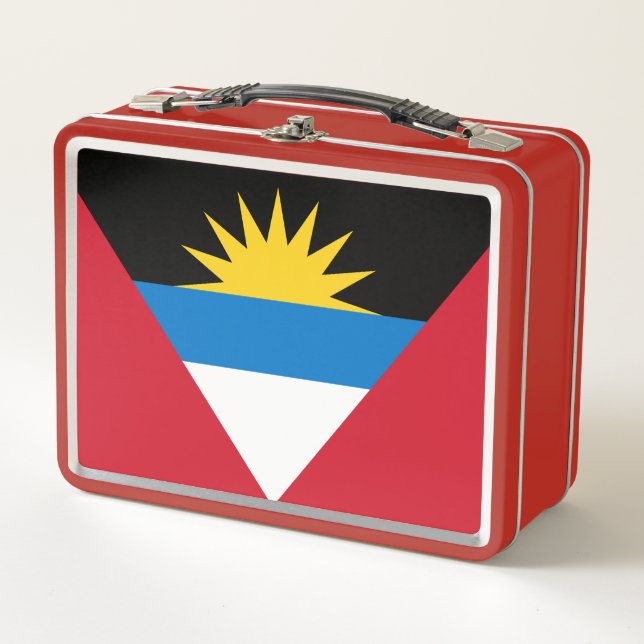 Patriotic Antigua and Barbuda Flag Metal Lunch Box (Front)