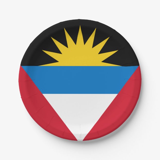 Patriotic Antigua and Barbuda Flag Paper Plate (Front)