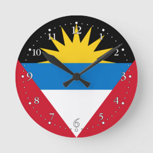 Patriotic Antigua and Barbuda Flag Round Clock
