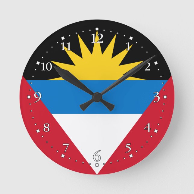Patriotic Antigua and Barbuda Flag Round Clock (Front)