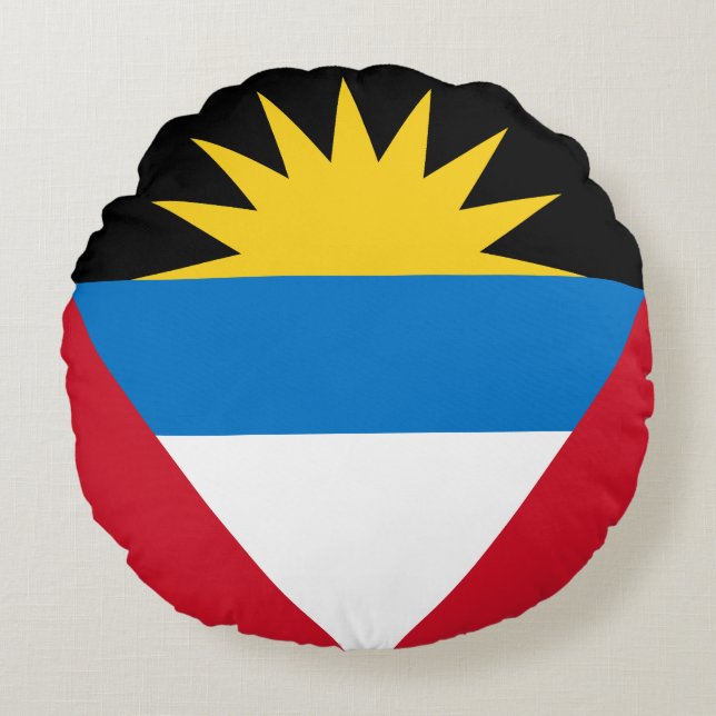 Patriotic Antigua and Barbuda Flag Round Cushion (Front)