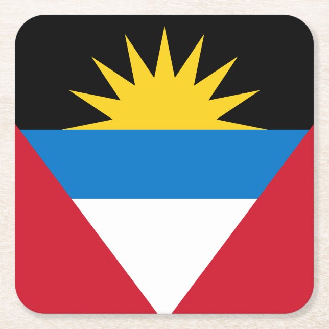 Patriotic Antigua and Barbuda Flag Square Paper Coaster (Front)