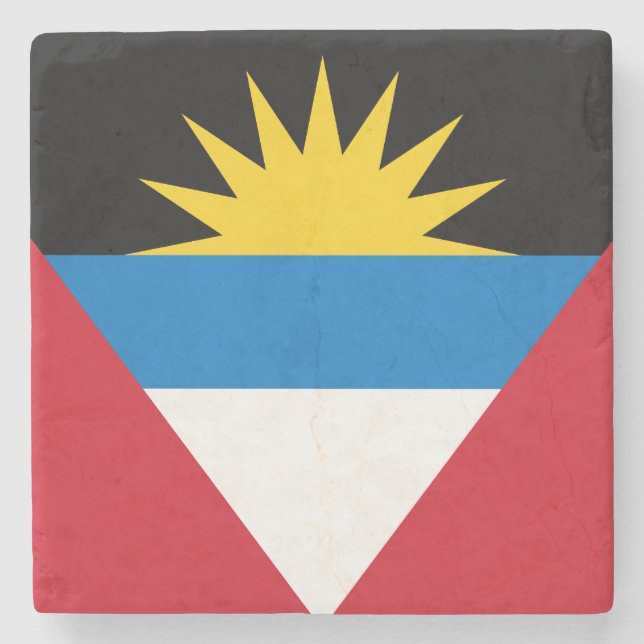 Patriotic Antigua and Barbuda Flag Stone Coaster (Front)