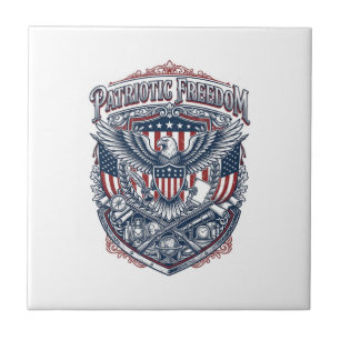 Patriotic Antique Collector Vector Graphic Tee Ceramic Tile