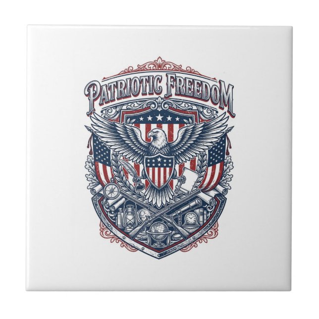 Patriotic Antique Collector Vector Graphic Tee Ceramic Tile (Front)