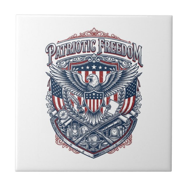 Patriotic Antique Collector Vector Graphic Tee Ceramic Tile (Front)