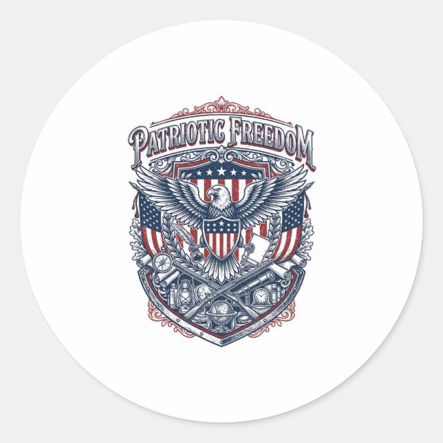 Patriotic Antique Collector Vector Graphic Tee Classic Round Sticker (Front)