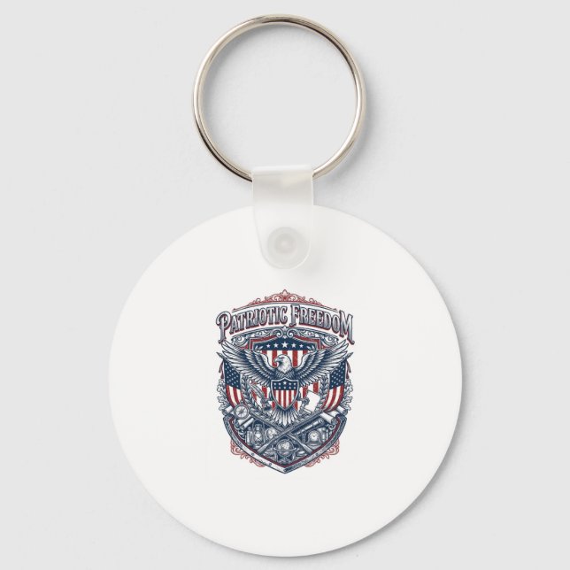 Patriotic Antique Collector Vector Graphic Tee Key Ring (Front)