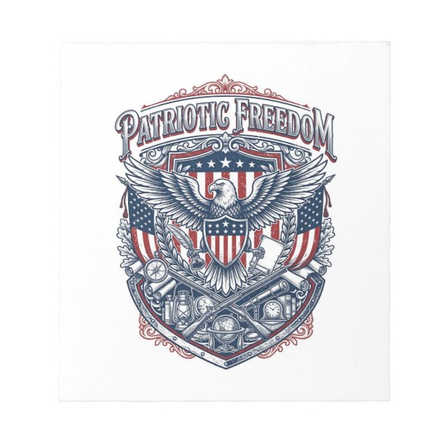 Patriotic Antique Collector Vector Graphic Tee Notepad (Front)