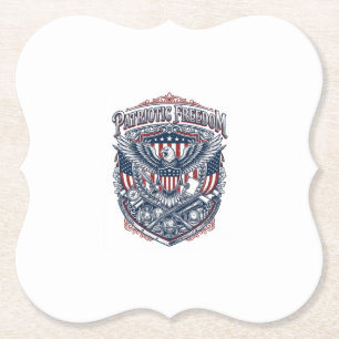 Patriotic Antique Collector Vector Graphic Tee Paper Coaster