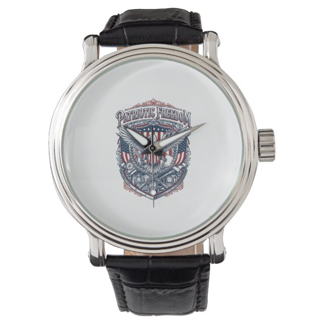 Patriotic Antique Collector Vector Graphic Tee Watch (Front)