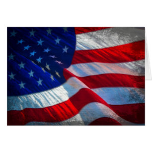 Patriotic Antiqued American Flag Note Card