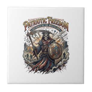 Patriotic Apocalyptic Liberty Reaper Zombie Apocal Ceramic Tile
