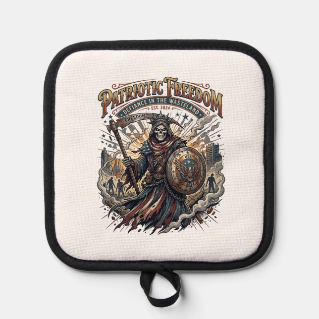 Patriotic Apocalyptic Liberty Reaper Zombie Apocal Pot Holder (Front)