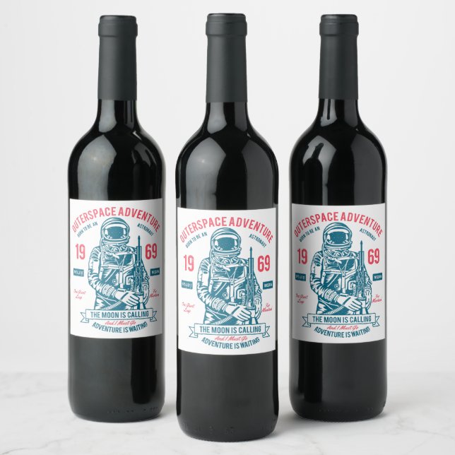 Patriotic Apollo 11 Mission Wine Label (Bottles)