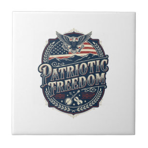 Patriotic Appalachian Heritage Vector Graphic Tee Ceramic Tile