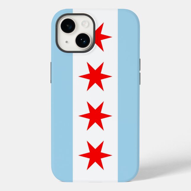 Patriotic Apple iPhone 14 Case-Mate, Chicago flag Case-Mate iPhone Case (Back)