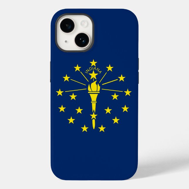 Patriotic Apple iPhone 14 Case-Mate, Indiana Flag Case-Mate iPhone Case (Back)