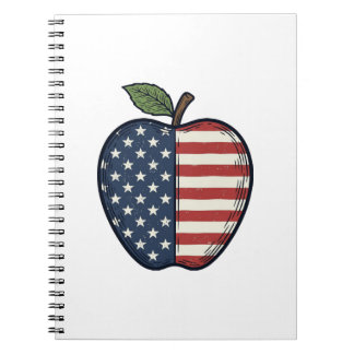 Patriotic Apple Vintage Engraving Vector Design_1 Notebook