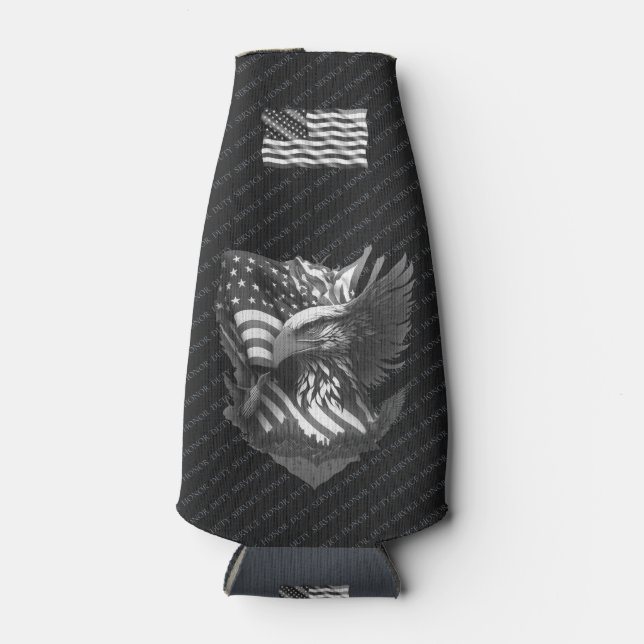 Patriotic Appreciation Thank You Military Veterans Bottle Cooler (Front)