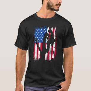 Patriotic Arborist Tree Climber Usa Flag 4th Of Ju T-Shirt