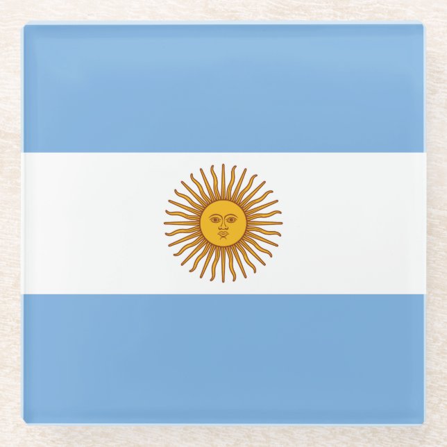 Patriotic Argentinian Flag Glass Coaster (Front)