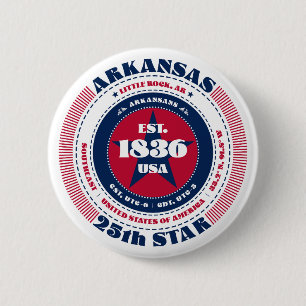 Patriotic Arkansas Circle with State Details 6 Cm Round Badge