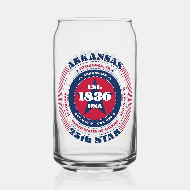 Patriotic Arkansas Typography Drinkware Set Can Glass (Front)