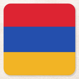 Patriotic Armenian Flag Square Paper Coaster