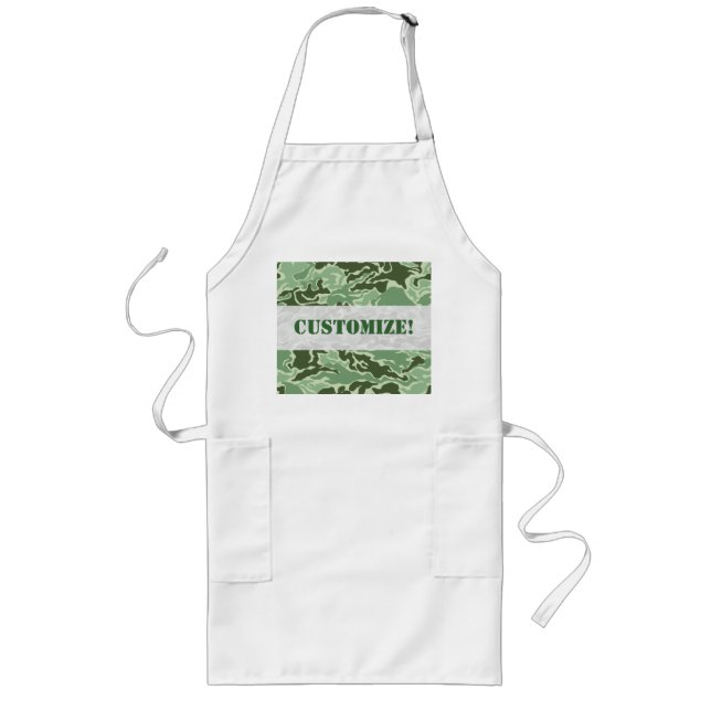 Patriotic Army Custom Green Camouflage Designs Long Apron (Front)