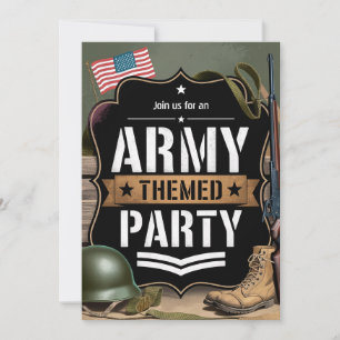 Patriotic Army-Themed Party Military Celebration Invitation