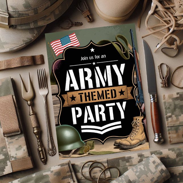 Patriotic Army-Themed Party Military Celebration Invitation (Patriotic Army-Themed Party Military Celebration Invitation)
