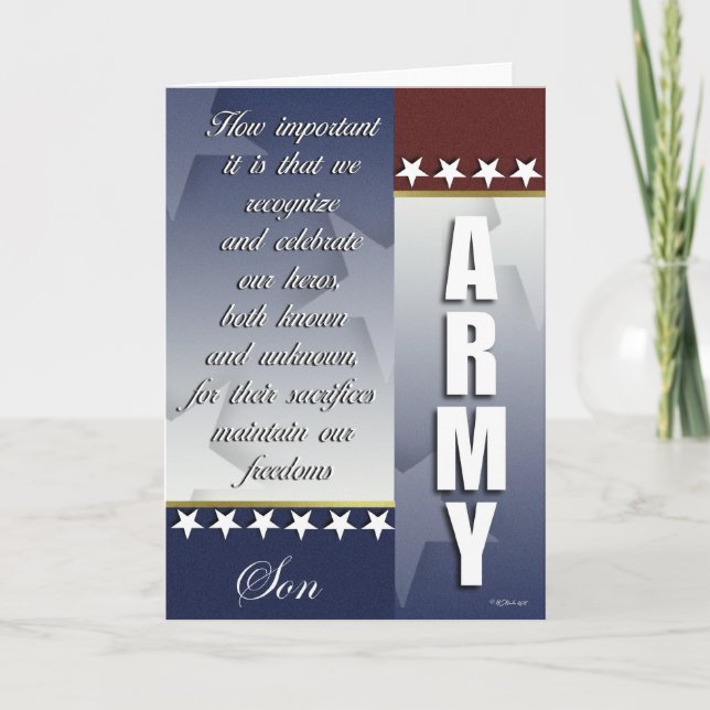 Patriotic Army Troop Support Card for son (Front)