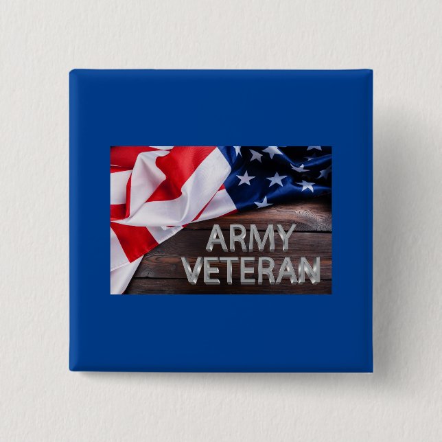Patriotic “Army Veteran” 15 Cm Square Badge (Front)