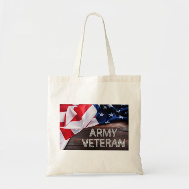 Patriotic “Army Veteran” Tote Bag (Front)