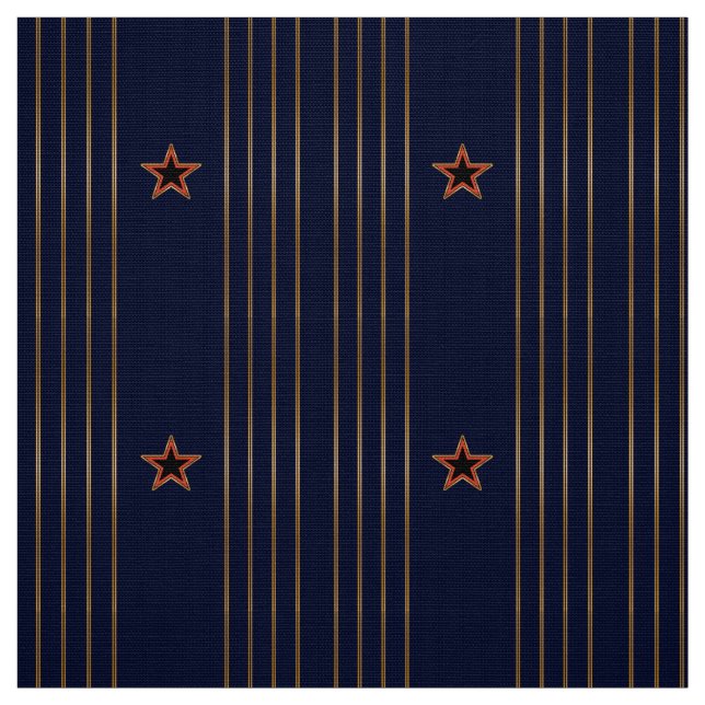 Patriotic Art Deco - Gold Stripes Red Star on Navy Fabric (Swatch)