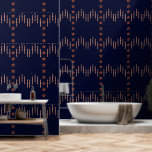 Patriotic Art Deco - Red Ivory on Navy Blue v4 Wallpaper<br><div class="desc">Original design on this fab Peel 'n Stick Wallpaper was inspired in part by a 1940's era Art Deco Necktie! With a subtle patriotic feel that's perfectly set off against a deep rich navy blue background, I've combined gold-rimmed red stars w/ clusters of 5 narrow ivory strips overlaid w/ red...</div>