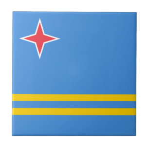 Patriotic Aruba Flag Ceramic Tile