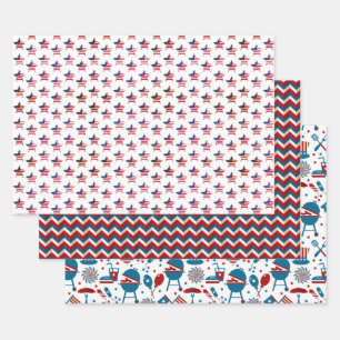 Patriotic Assortment Five Wrapping Paper Sheet
