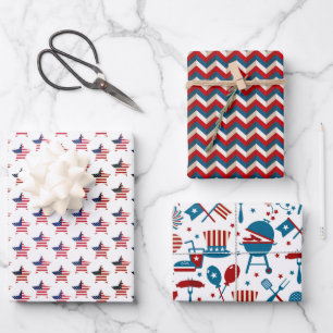 Patriotic Assortment Five Wrapping Paper Sheet