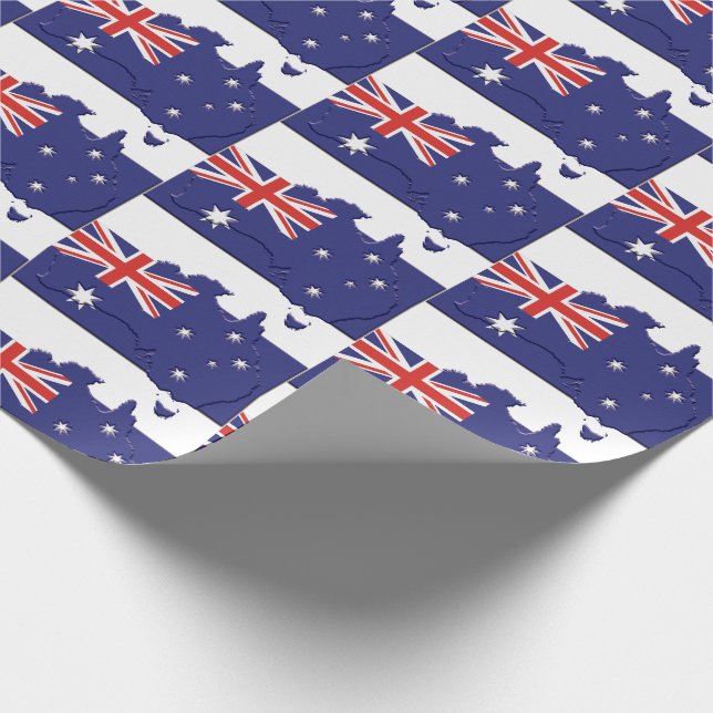 Patriotic AUSTRALIA FLAG Australian Map Outline Wrapping Paper (Corner)