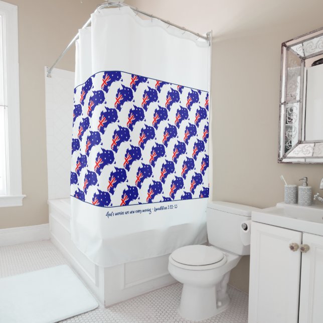 Patriotic AUSTRALIA FLAG Customised Scripture Shower Curtain (In Situ)