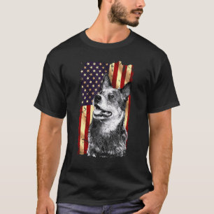 Patriotic Australian Cattle American Flag July 4th T-Shirt