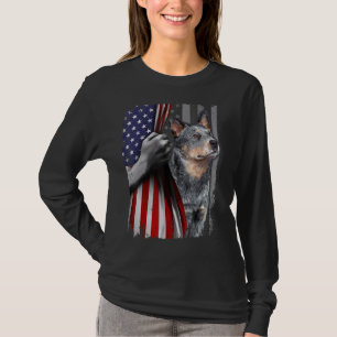 Patriotic Australian Cattle Dog American Flag Dog T-Shirt