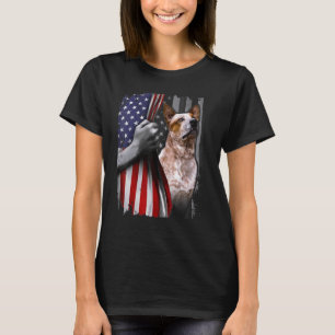 Patriotic Australian Cattle Dog American Flag Dog T-Shirt