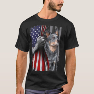 Patriotic Australian Cattle Dog American Flag Dog T-Shirt