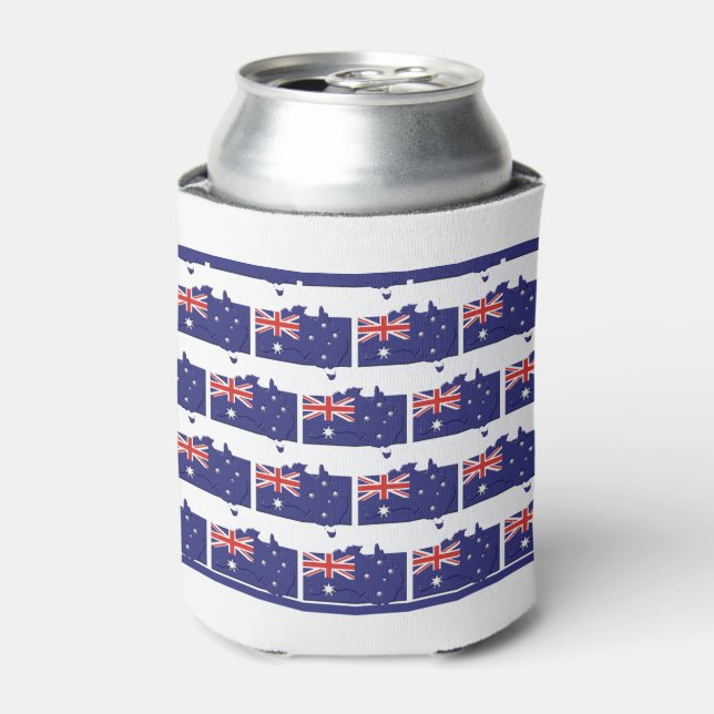 Patriotic | AUSTRALIAN FLAG | Aussie Map Outline Can Cooler (Can Front)