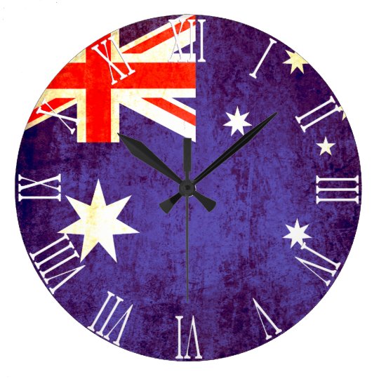 Patriotic Australian flag roman numeral wall clock