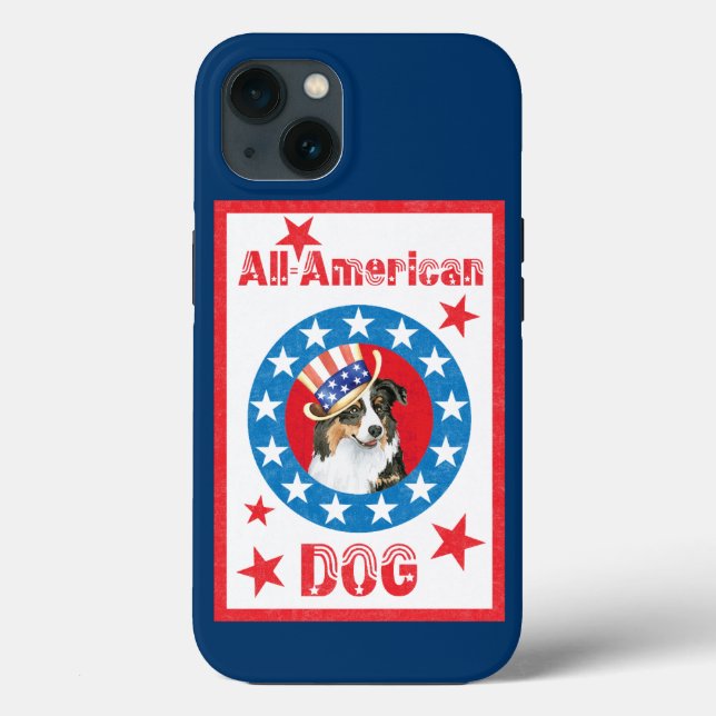 Patriotic Australian Shepherd Case-Mate iPhone Case (Back)