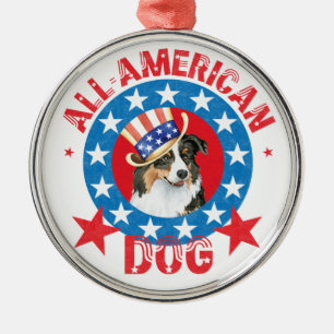 Patriotic Australian Shepherd Metal Ornament
